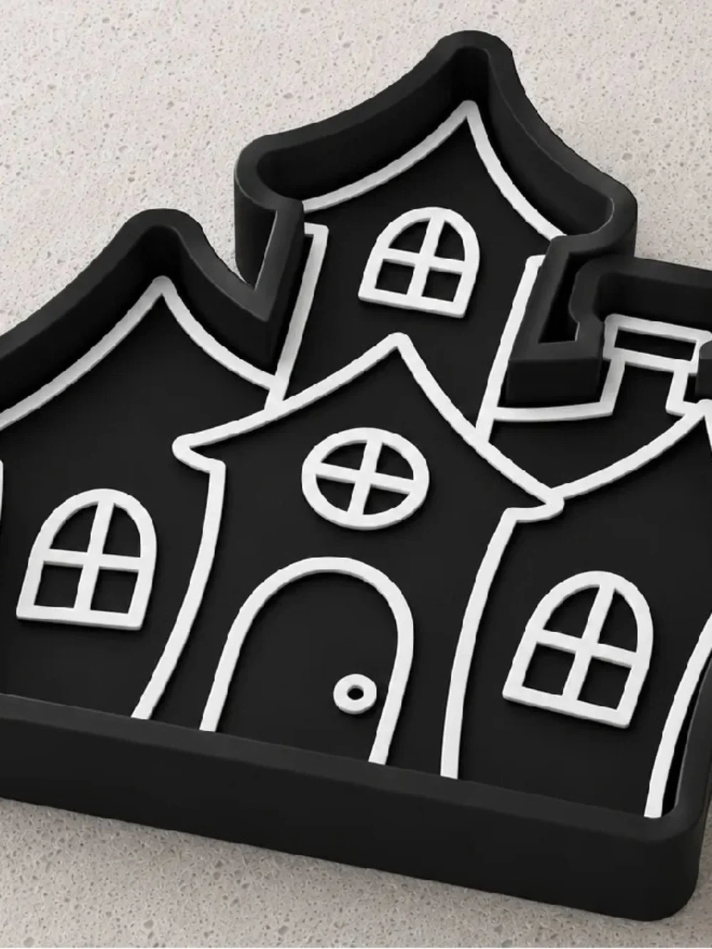 Black Haunted House Holiday Decor Tray - sensory tray - new!